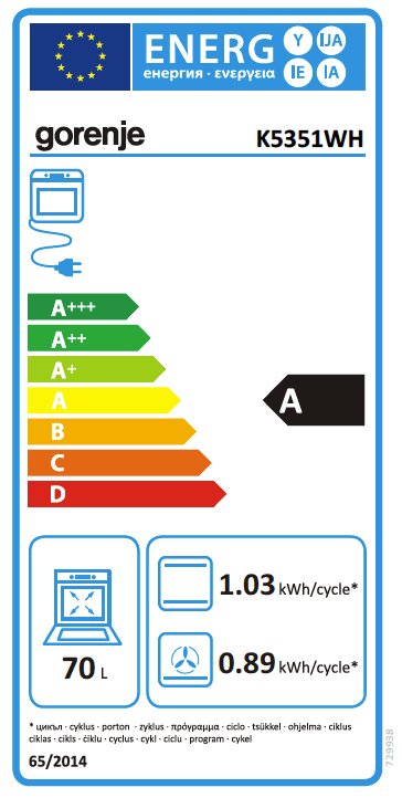 Gorenje 50 Gas/Varmluft, Vit